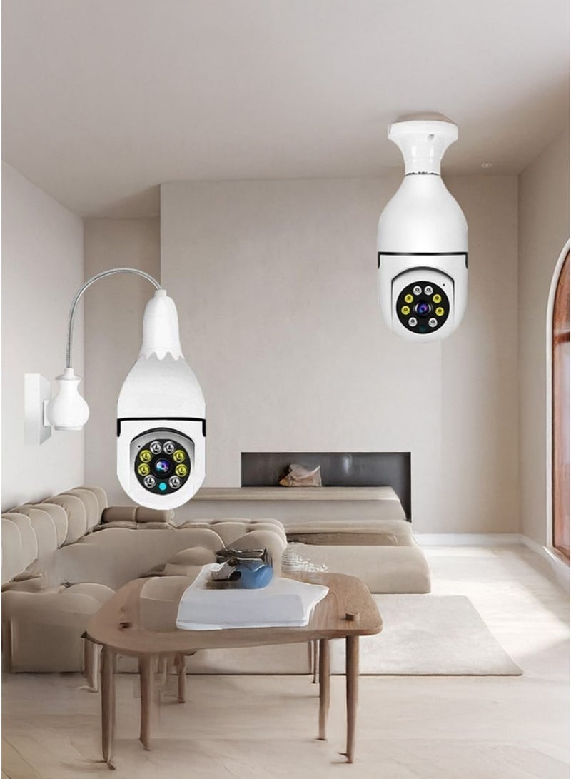 Smart Bulb Security Camera Wi-Fi 360° Panoramic Dual-Band 2.4GHz & 5GHz Wireless Surveillance Camera with Color Night Vision, Two-Way Audio, TF Card Storage, E27 Easy Installation for Indoor & Outdoor Home Office Monitoring - Image 5